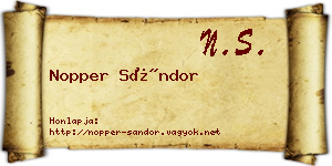 Nopper Sándor névjegykártya